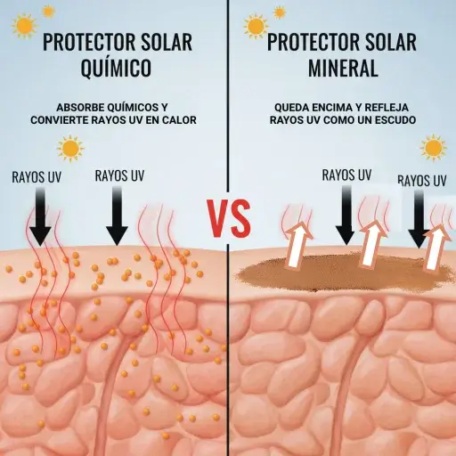 DIFERENCIA ENTRE PROTECTOR SOLAR MINERAL Y QUÍMICO
